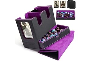 DaluRunhe Mtg deck box for Commander Deck Box with Dice Tray Fits 230 Cards, 4 in 1 for Magic TCG CCG Deck Card Boxes Case Storage, Includes 4 Dividers Trading Deck Box, Black/Purple