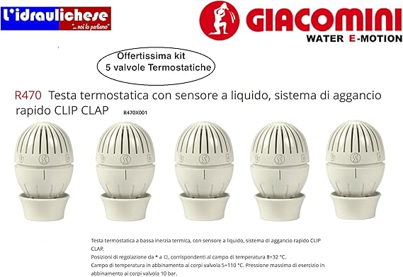 JUEGO DE 5 LLAVES TERMOSTATICAS R470 GIACOMINI: Amazon.es: Bricolaje y ...