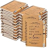 Kosiz 100 Pcs/ 50 Set Christian Gift Bulk Include Spiral Notebook and Bible Verse Ballpoint Pen Prayer Journal Easter Religious Gift for Church Members & Bible Study Groups Women Men Sunday School