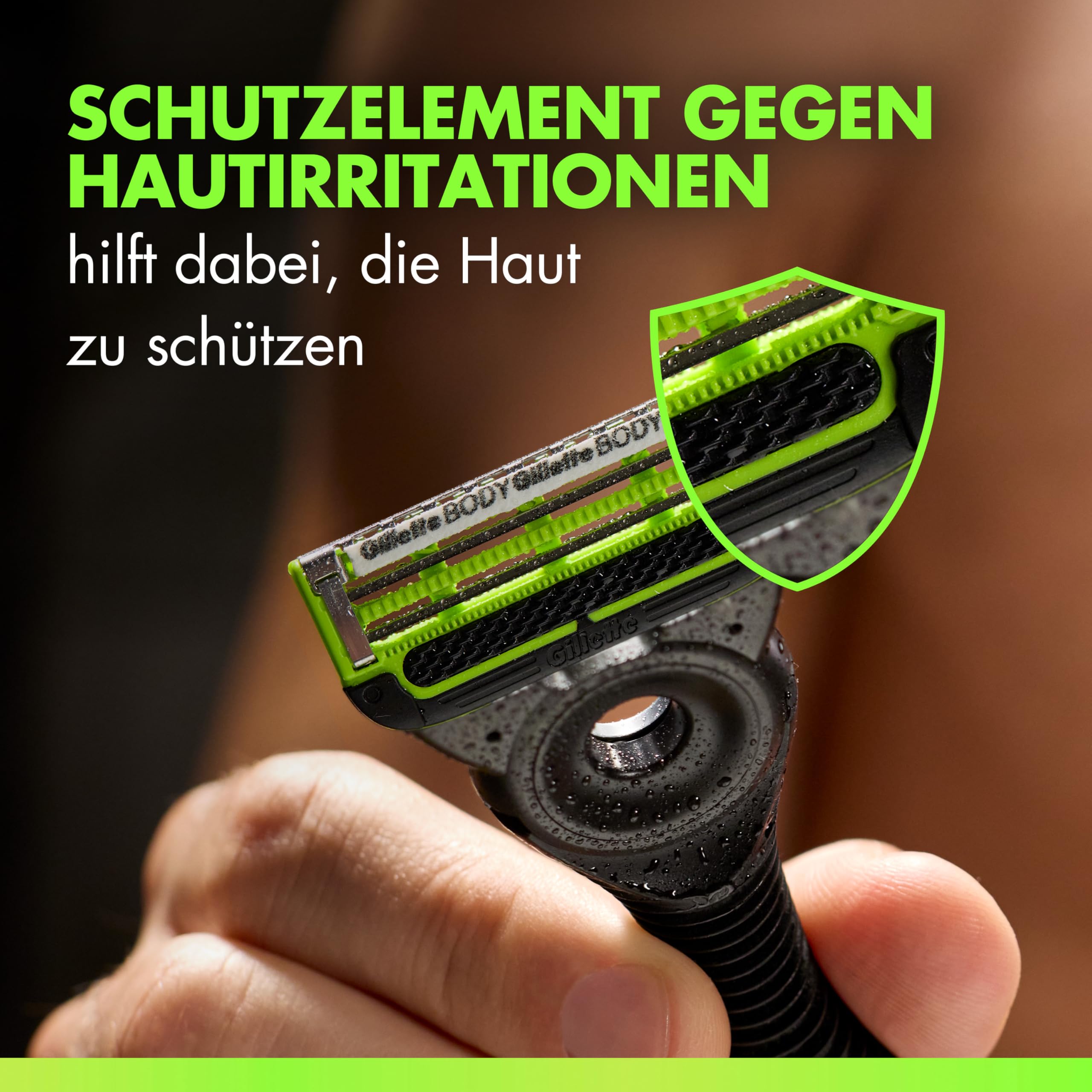 Gillette Labs Body & Intimate Rasierklingen, 16 Original Ersatzklinge, Grün 3