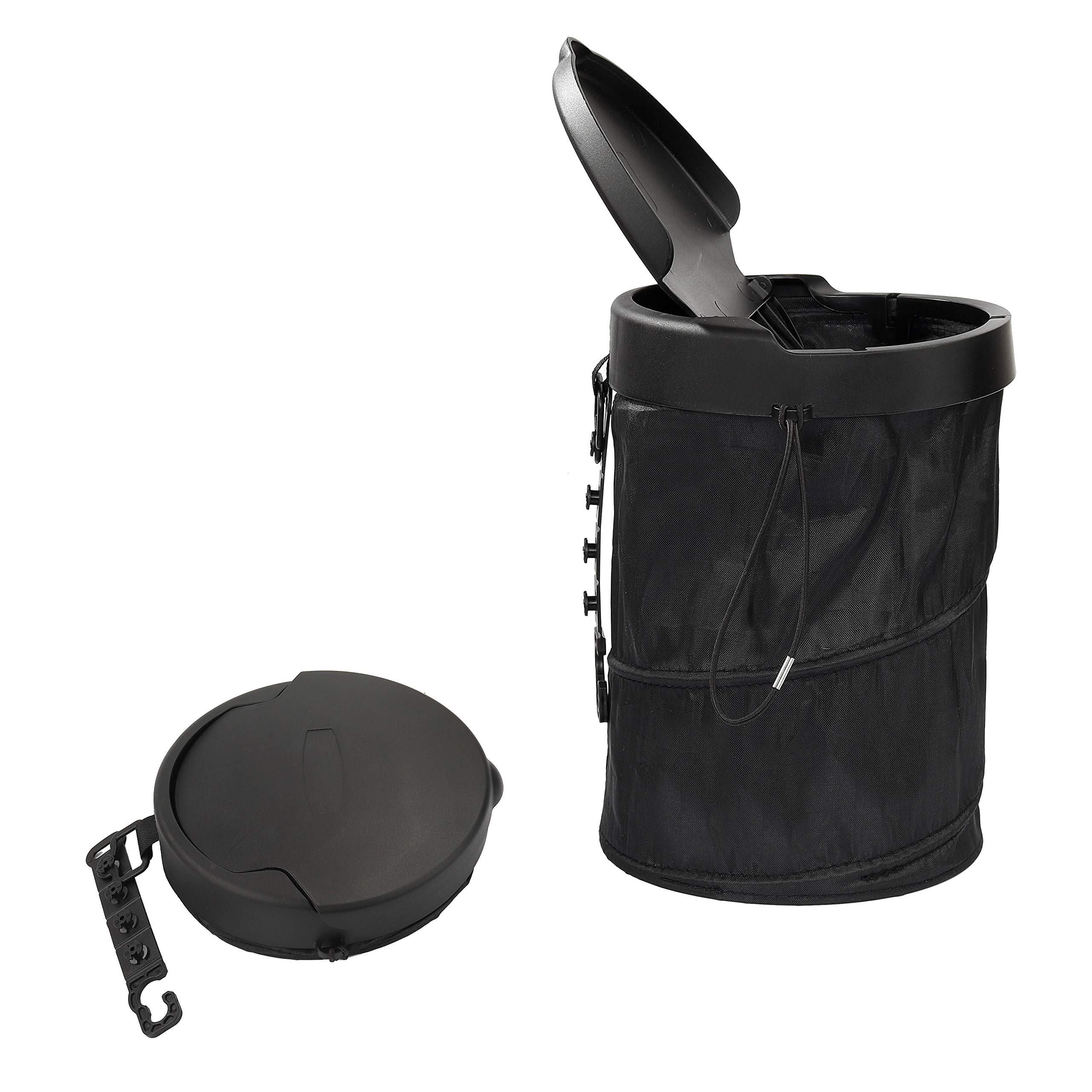 HONGXIN-SHOP Car Trash Can Portable Hanging Mini Garbage Bin Universal Traveling Vehicle Waste Basket Collapsible Pop-up Rubbish Container with Cover Black