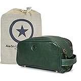 10" Premium Leather Toiletry Travel Pouch With Waterproof Lining | King-Size Handcrafted Vintage Dopp - Kit ~ Gift for Father