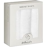 VOLHA&CO Bassinet Fitted Sheets 100% Cotton Jersey 3-Pack White