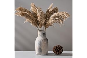 PORCER 8.27 Inch Ceramic Vase, Rustic Terracotta Vase Farmhouse Decorative Vase Boho Decor, Ceramic Vases for Home Decor, Living Room, Entryway, Table, Floor, Christmas New Year Holiday - Gray