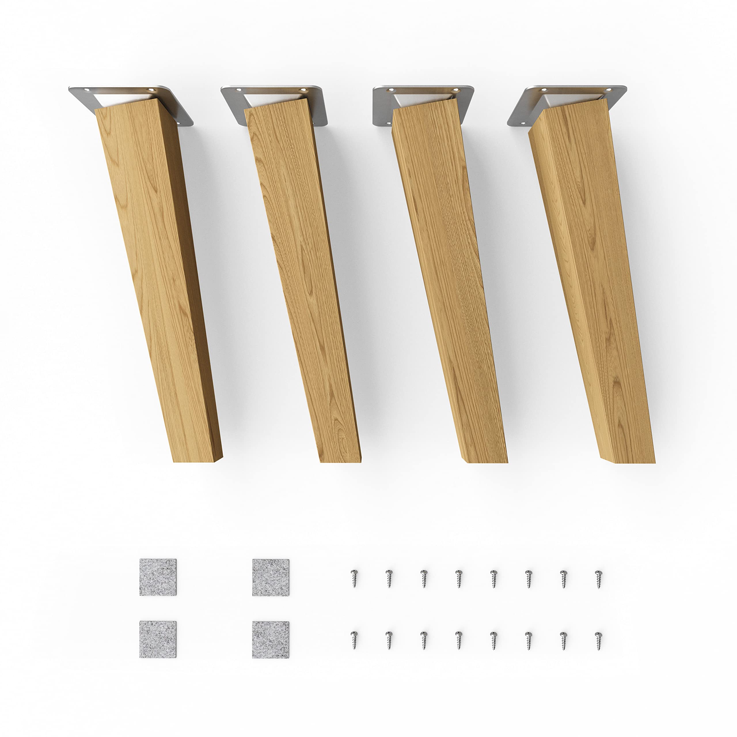 Sossai® Wooden furniture feet - Clif Square | oil finish | height: 25 cm | HMF4 | Square conical (slanted design) | material: solid wood (oak) | for chairs, tables, cupboards