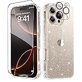 MIODIK Compatible with iPhone 16 Pro Case Clear Glitter, with Screen Protector + Camera Lens Protector, Shockproof Protective Phone Case, Women Girl Cover for iPhone 16Pro 6.3" - Sparkle Clear