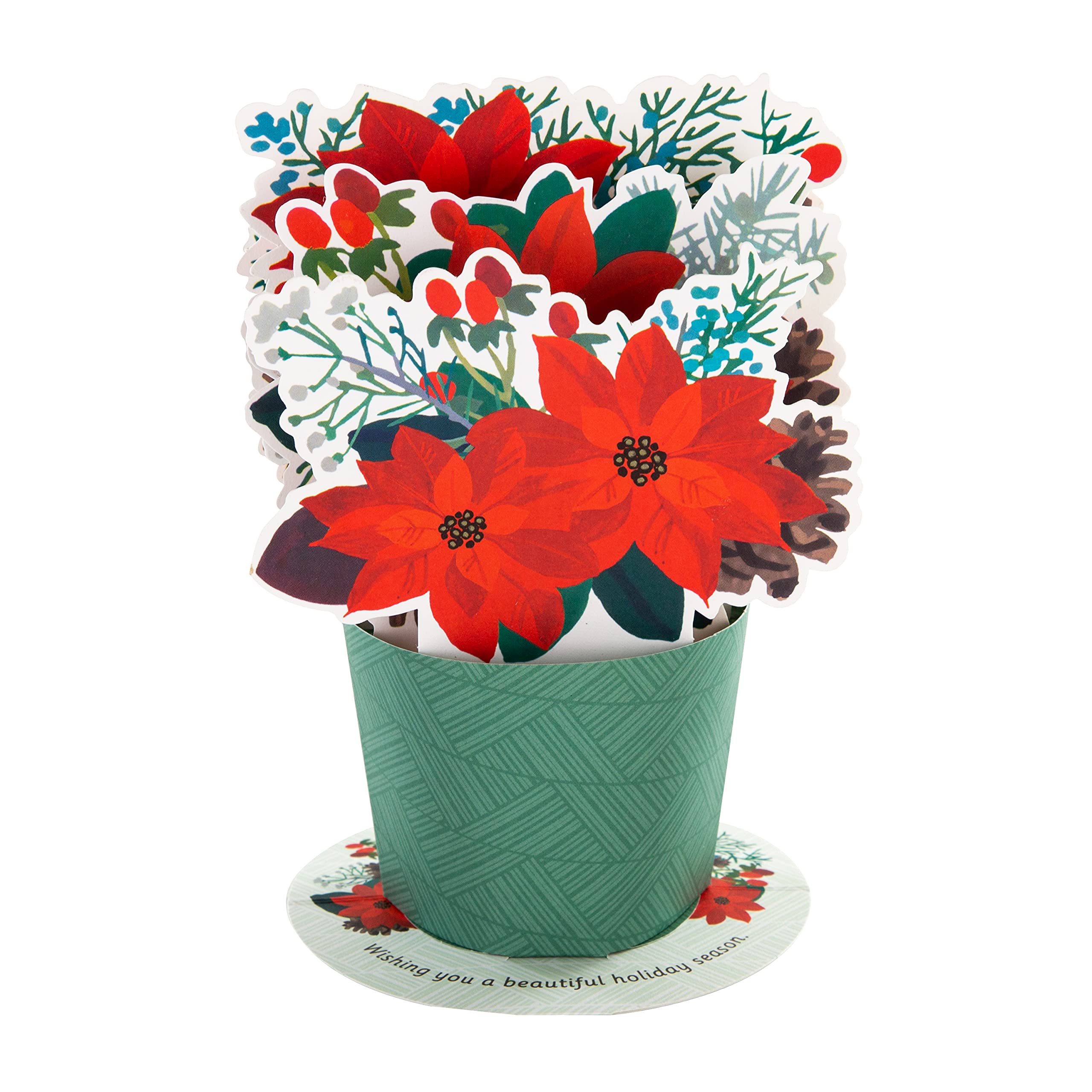 Hallmark Christmas Card - Traditional 3D Pop-Up Red Poinsettias Design