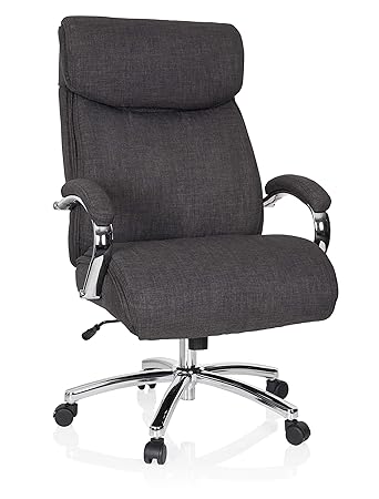 hjh OFFICE 750014 XXL Drehstuhl Constructor II Stoff Grau Retro Chefsessel bis 180-kg belastbar