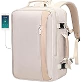 PIJUSHI Travel Backpack for Women Expandable Carry on Luggage Backpack Airline Approved Personal Item Laptop Bag(PE034 Beige)