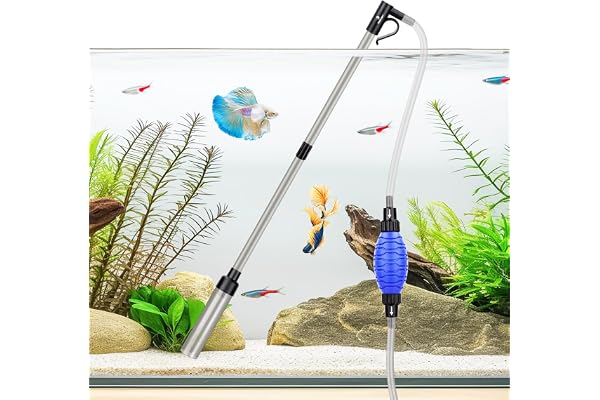 fishkeeper Quick Aquarium Siphon Pump Gravel Cleaner - 256GPH / 80GPH Adjustable Powerful Fish Tank Vacuum Gravel Cleaning Ki