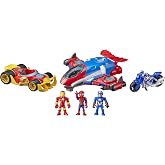 Marvel Super Hero Adventures Figure and Jetquarters Multipack, 3 Action Figures and 3 Vehicles, 5-Inch Toys for Kids Ages 3 and Up (Amazon Exclusive)
