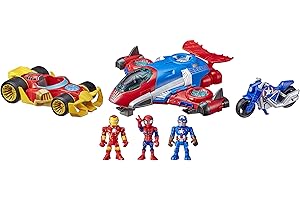Marvel Super Hero Adventures Figure and Jetquarters Multipack, 3 Action Figures and 3 Vehicles, 5-Inch Toys for Kids Ages 3 and Up (Amazon Exclusive)