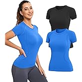 MathCat Workout Shirts for Women, Compression Short Sleeve Workout Tops, Soft Seamless Gym Shirts Running Shirts