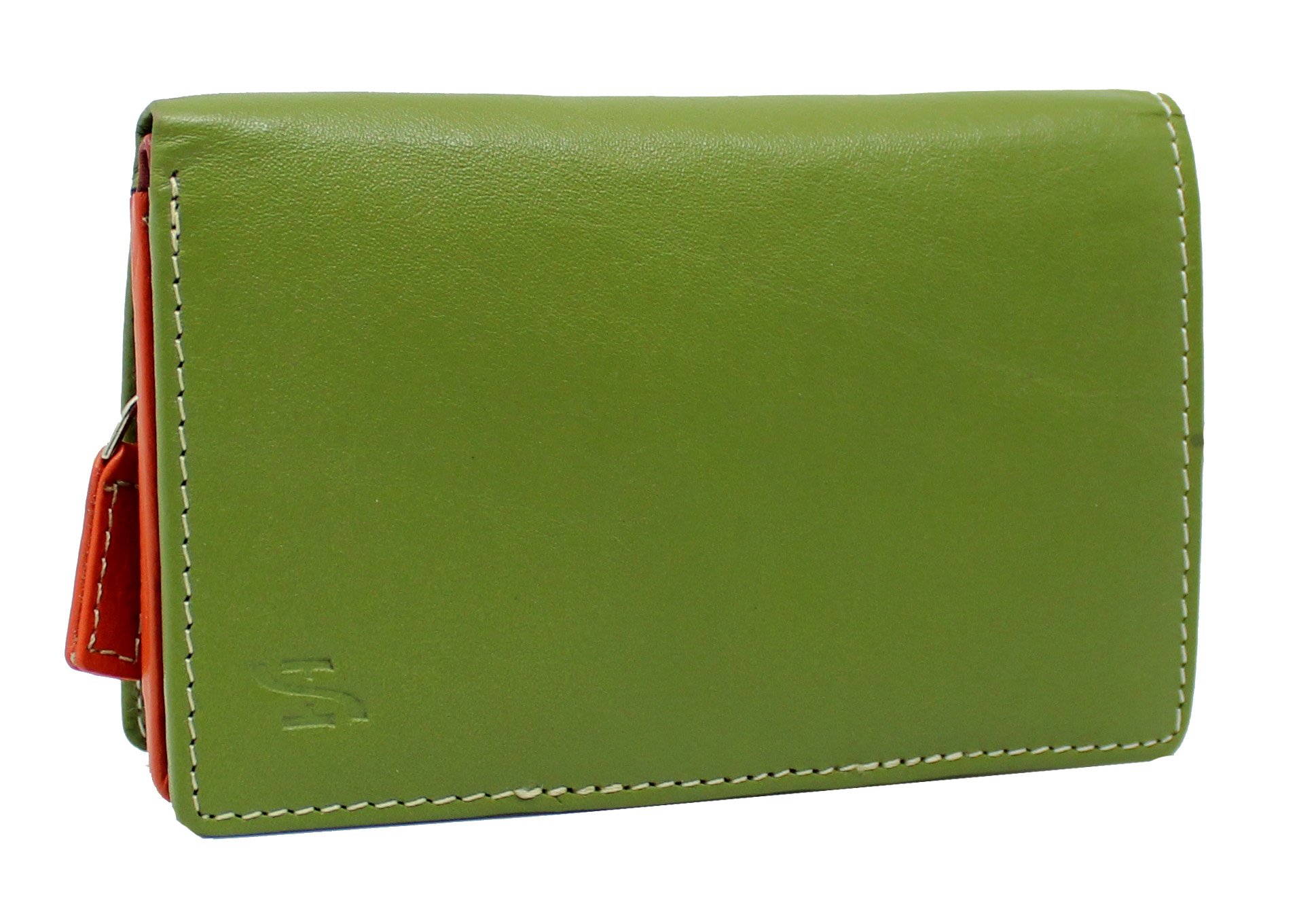 STARHIDE Women Purse - Ladies RFID Blocking Compact Multi Coloured Soft Real Leather Wallet 5540 (Green Multi)