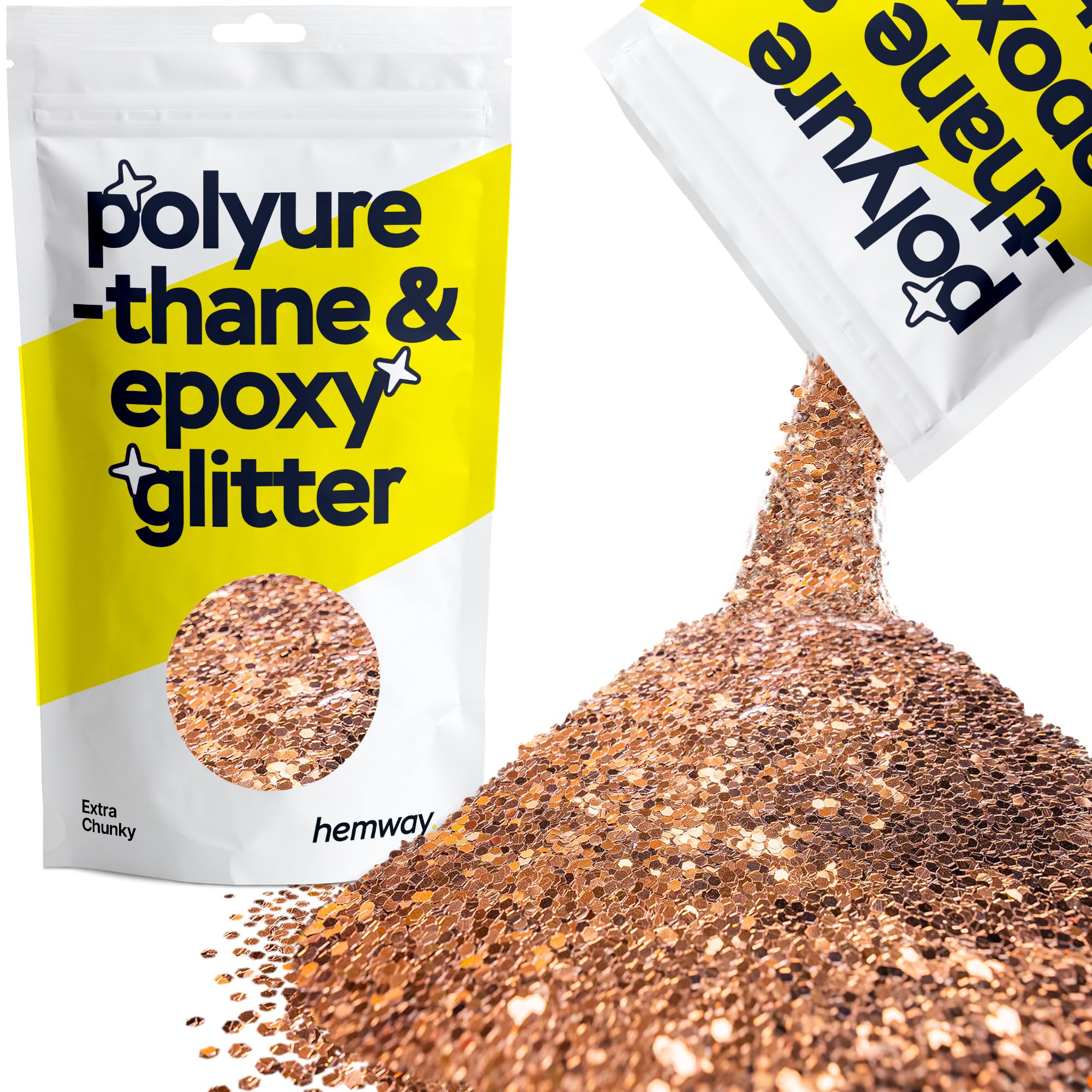 Hemway Resin Glitter Bronze Brown 100g Extra Chunky | Polyurethane & Epoxy Glitter for Resin Crafts, Tumblers, Coasters, Floor & Table Art
