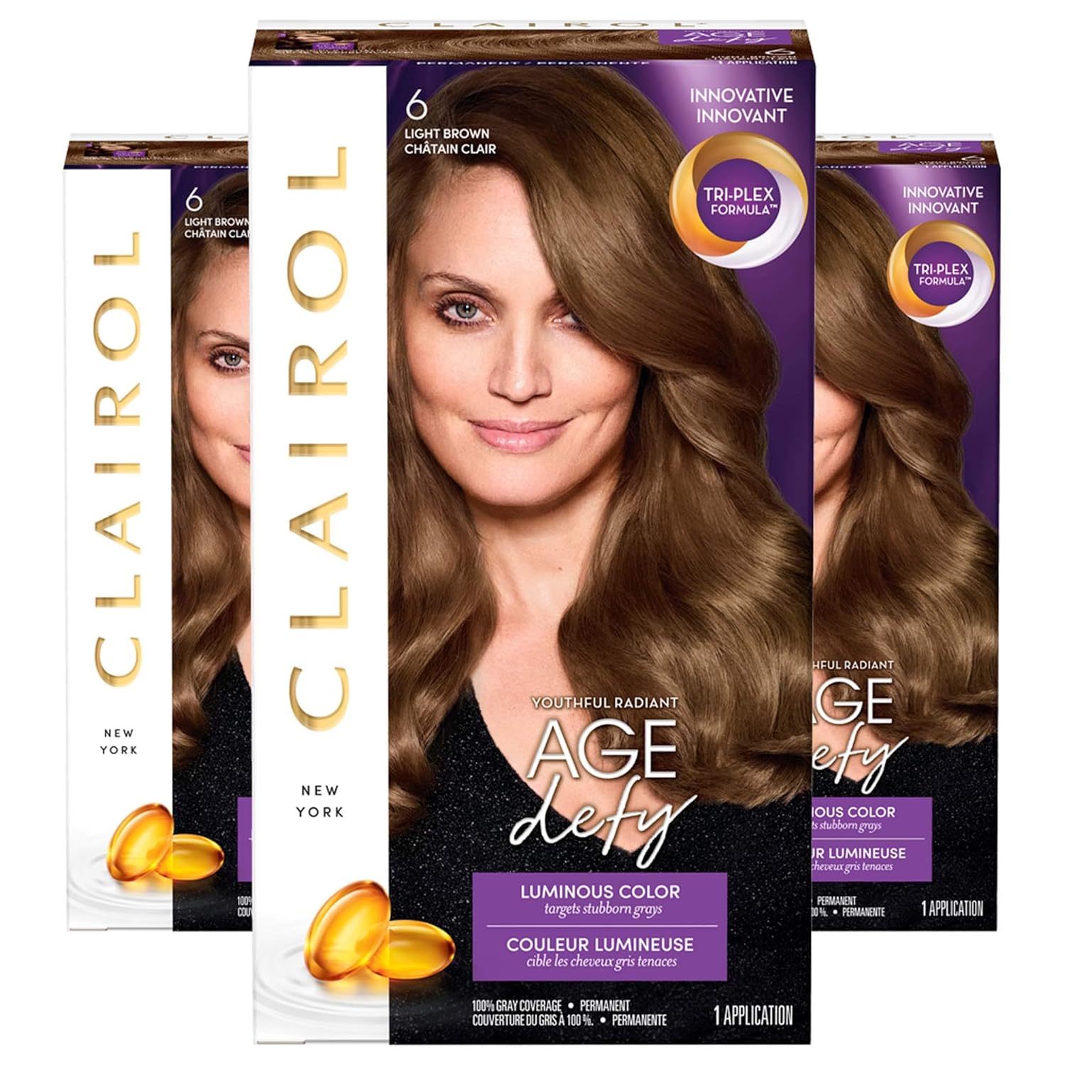 Clairol Age Defy Permanent Hair Color, 3 Darkest Brown, 1 Count : Chemical Hair Dyes : Beauty