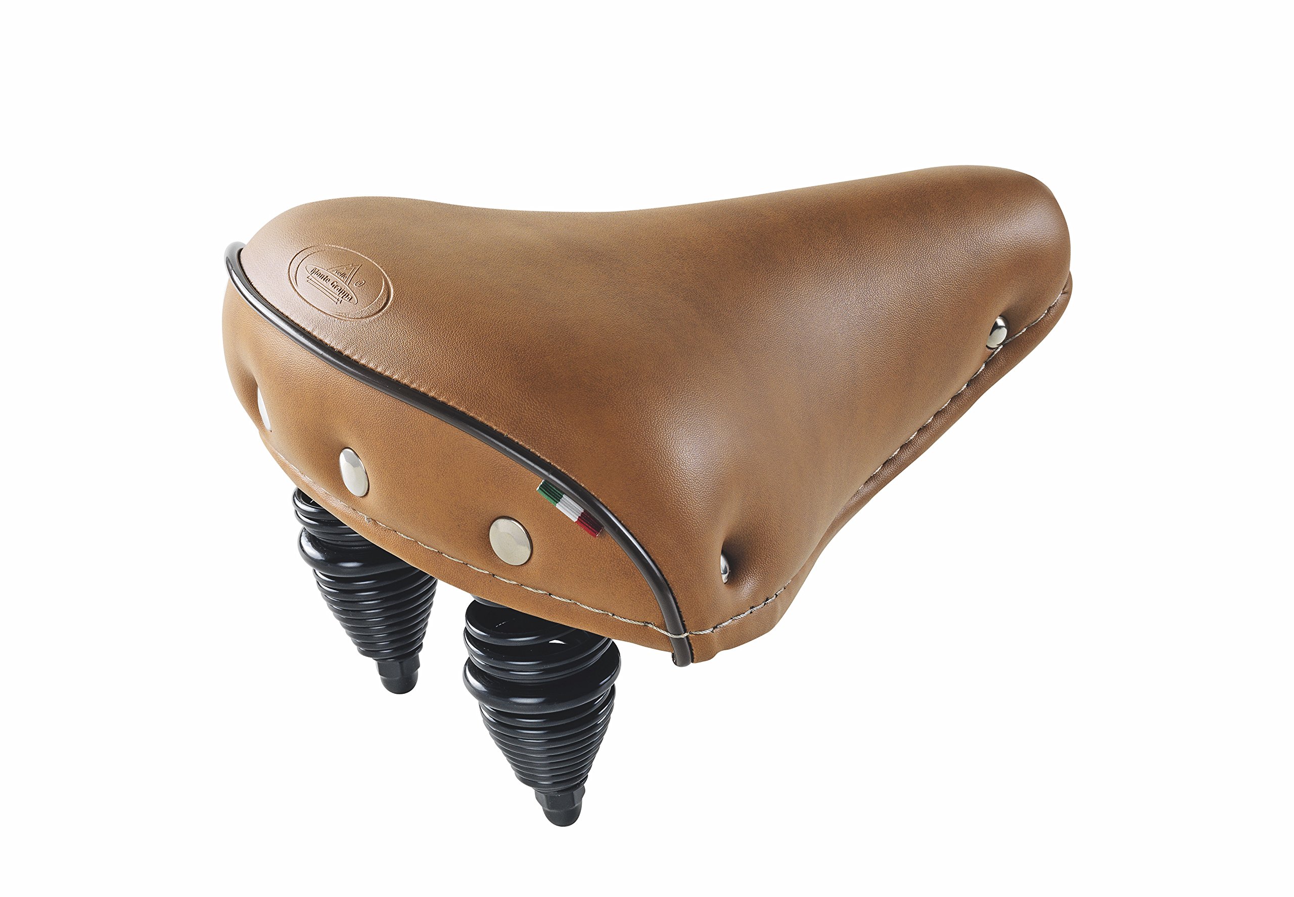 Selle Montegrappa Bicycle Saddle City Cruiser Saddle SM 110 Iris Spring Frame, Made in Italy, 4 Colours, light brown