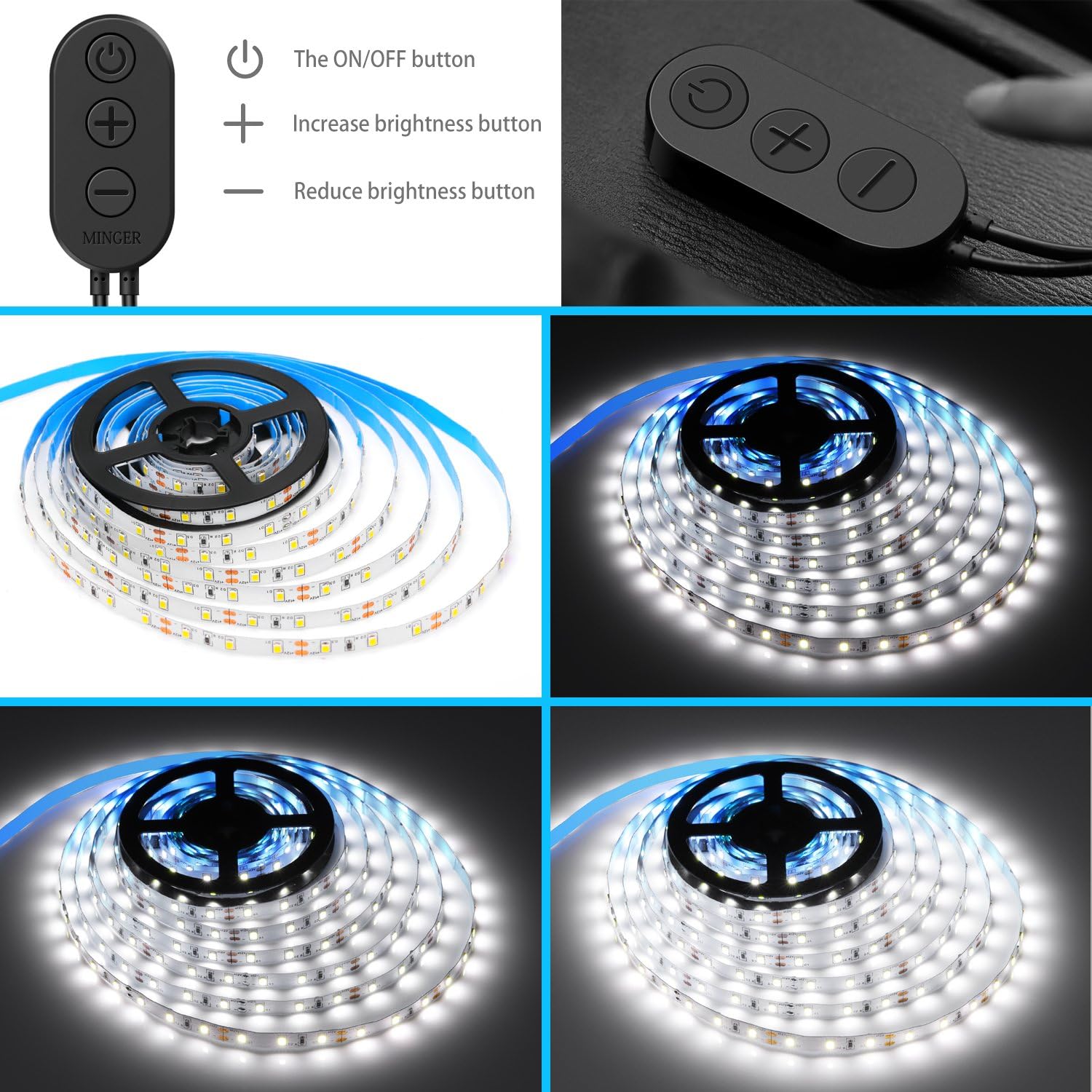 Dimmable LED Strip Lights MINGER White Strip Light LED Mirror Lights