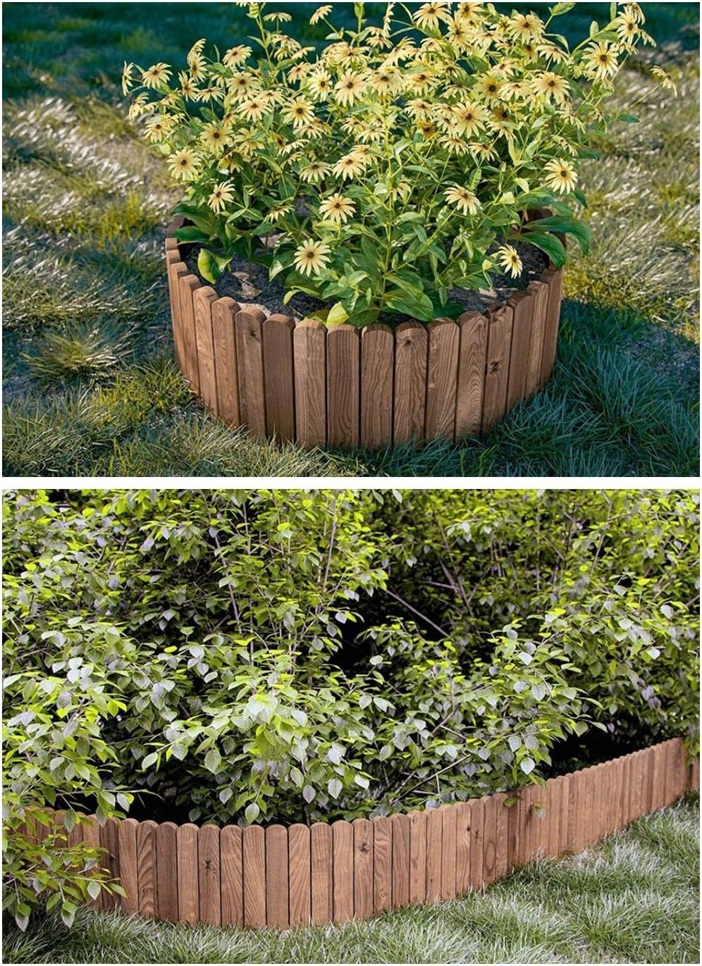 Erwazi Landscape Edging Garden Edging, Garden Border Garden Edging Border Flower Bed Edging Borders, Log Roll Lawn Edging, 18in 6 Pack Half Log Edging (Brown)