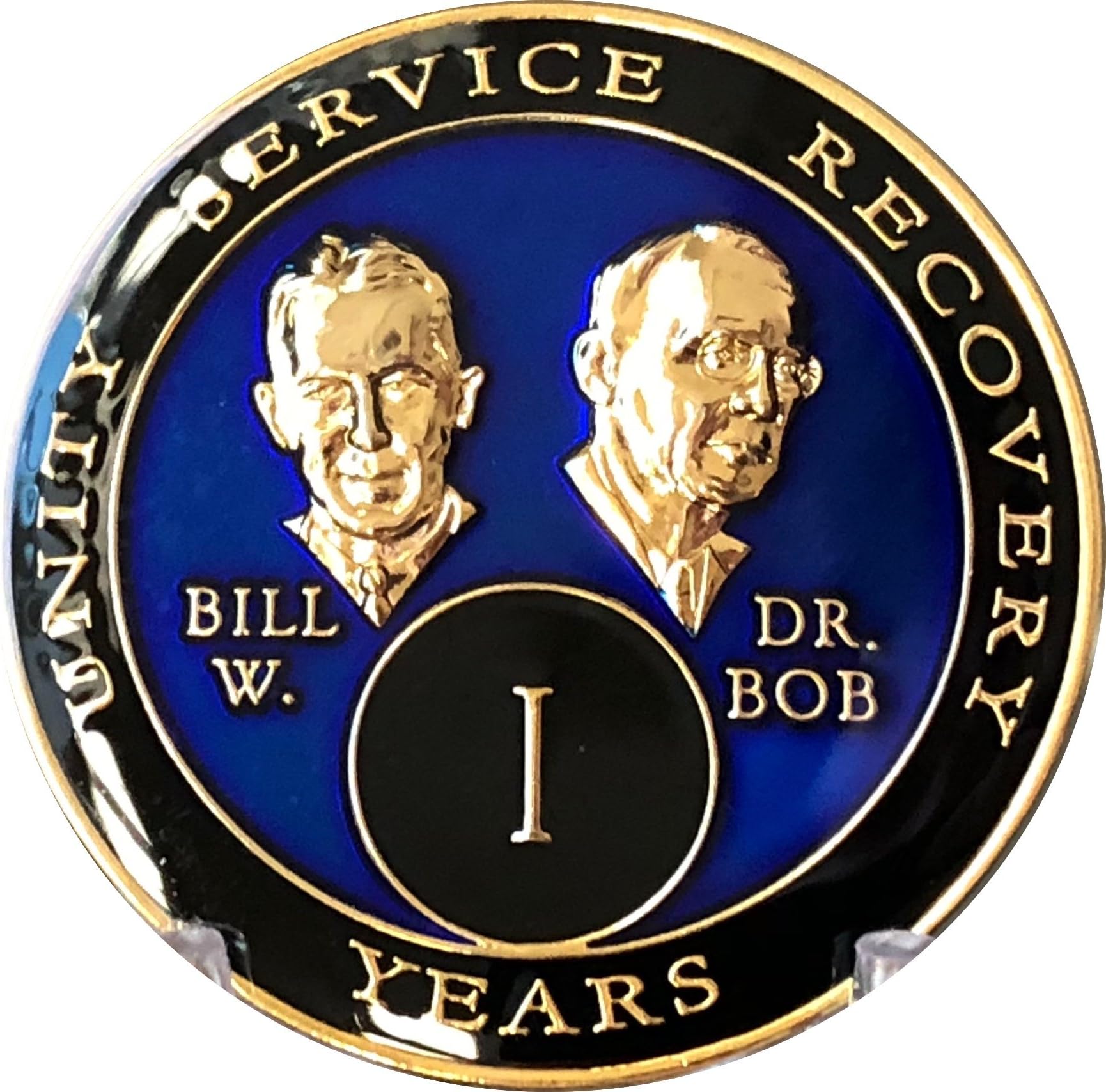 1 Year Founders Blue Tri-Plate AA Medallion Bill & Bob Chip