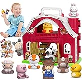 Aigybobo Farm Animals Big Barn Toys for 1 2 3 Year Old, Toddler Montessori Learning Toy, Farm Playset with Animal Figures and DIY Stickers, Christmas Birthday Gift for Baby Boys Girls Age 12-18 Months