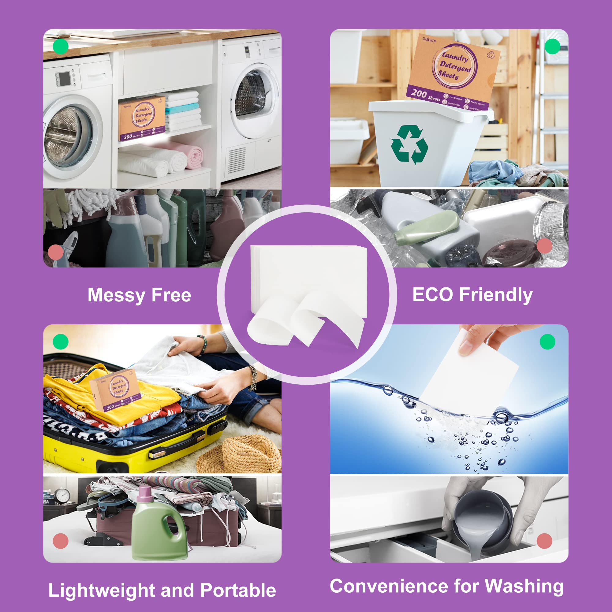 Laundry Detergent Sheets, 200 Sheets Lavender Laundry Soap Strips - No Plastic Jug Travel Portable Liquidless Washing Supplies Eco-Friendly Hypoallergenic - 200 Loads