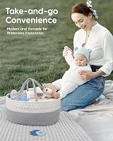 Maliton Rustic Chic Diaper Caddy Cotton Rope Grey 3 Compartments view 6