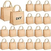 Silkfly 20 Pcs Mini Burlap Jute Tote Bags with Handle Small Blank Reusable Market Grocery Bags Bridesmaids Wedding Gift