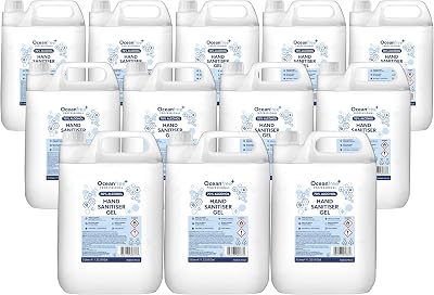 Ocean Free 70% Alcohol Hand Sanitiser Gel 12x5L UK Made Surgical Grade