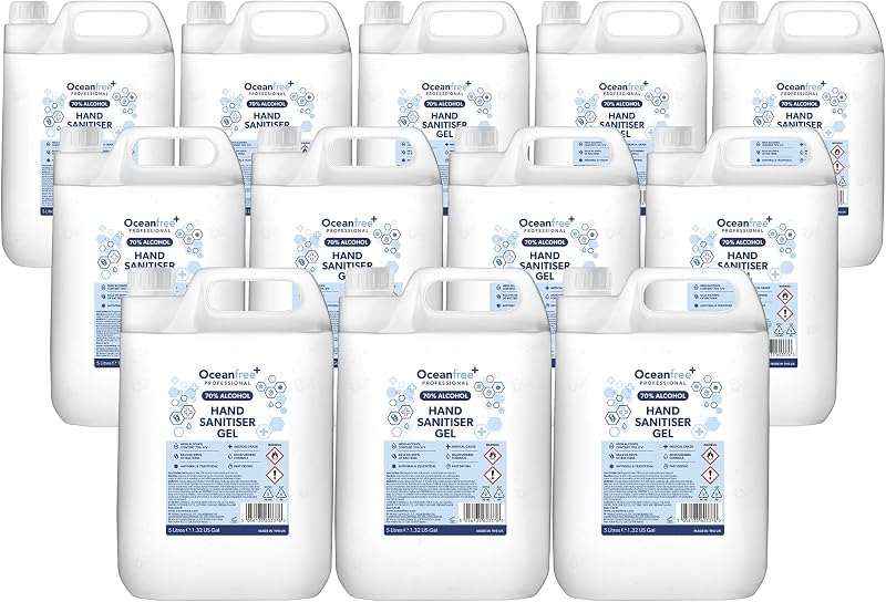 Ocean Free 70% Alcohol Hand Sanitiser Gel 12x5L UK Made Surgical Grade