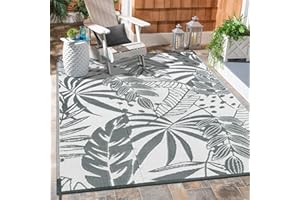 Anidaroel Outdoor Rugs 5x8ft for Patios Clearance Waterproof, Reversible Tropical Plastic Straw Camping Mat Outside Rug, Large Outdoor Area Rug for RV, Porch, Deck, Balcony, Picnic(5'x8')