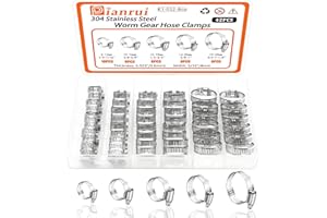 Dianrui 42 PCS Hose Clamps Assortment Kit 1/4"–1-1/8" (6-29mm) Hose Clamps Stainless Steel 304 Worm Gear Fuel Line Hose Clamp for pipe, Fuel Line, Plumbing, Intercooler, Tube, Automotive and Marine