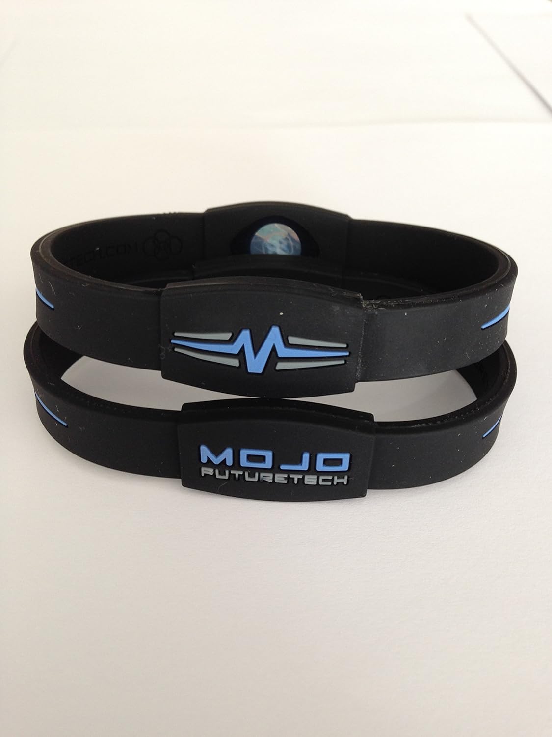 Mojo Elite 8 inch Double Holographic wristband Black/Blue/Grey Amazon.co.uk Sports & Outdoors