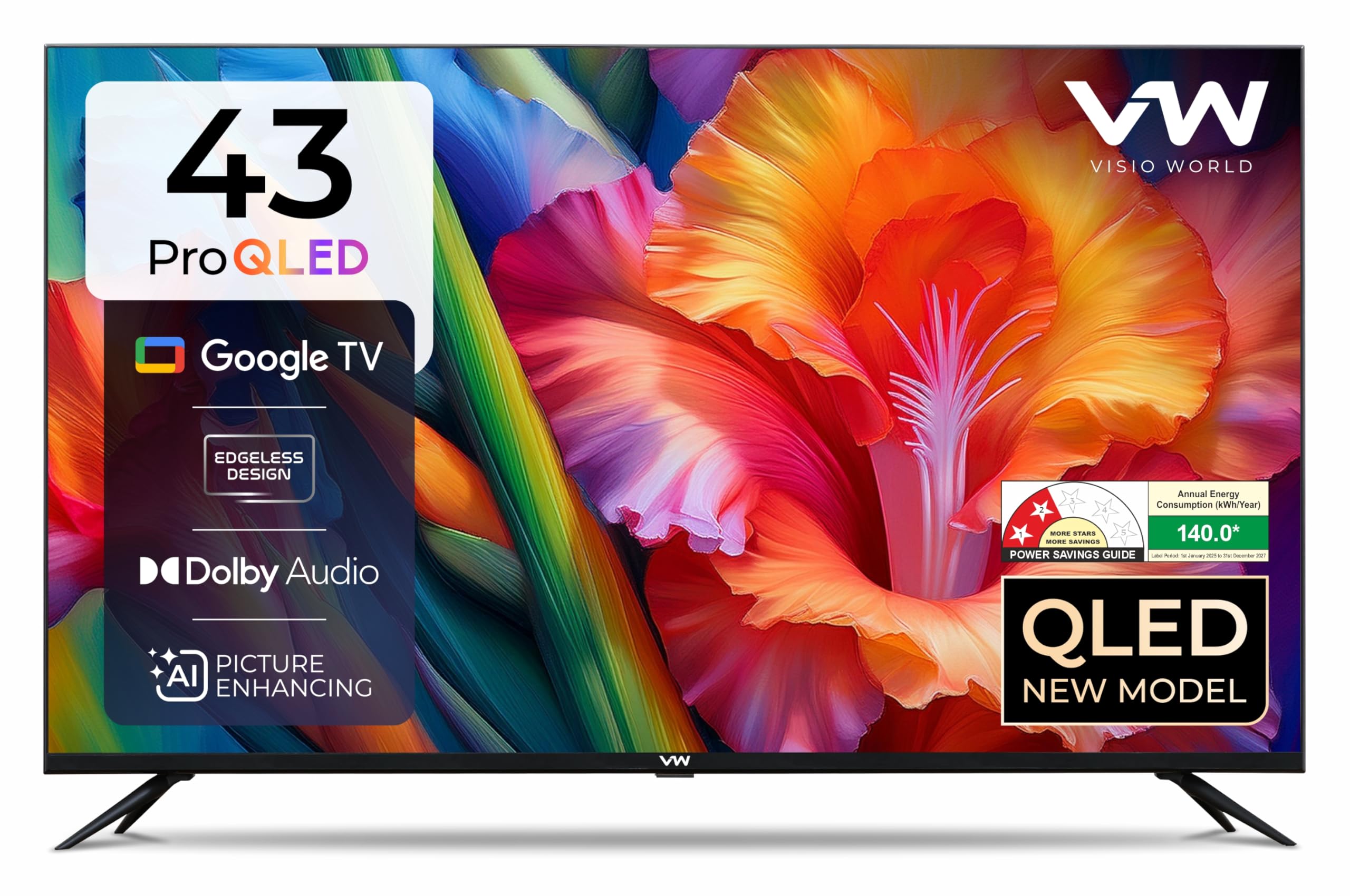 VW 109 cm (43 inches) Pro Series 4K Ultra HD Smart QLED Google TV VW43GQ1