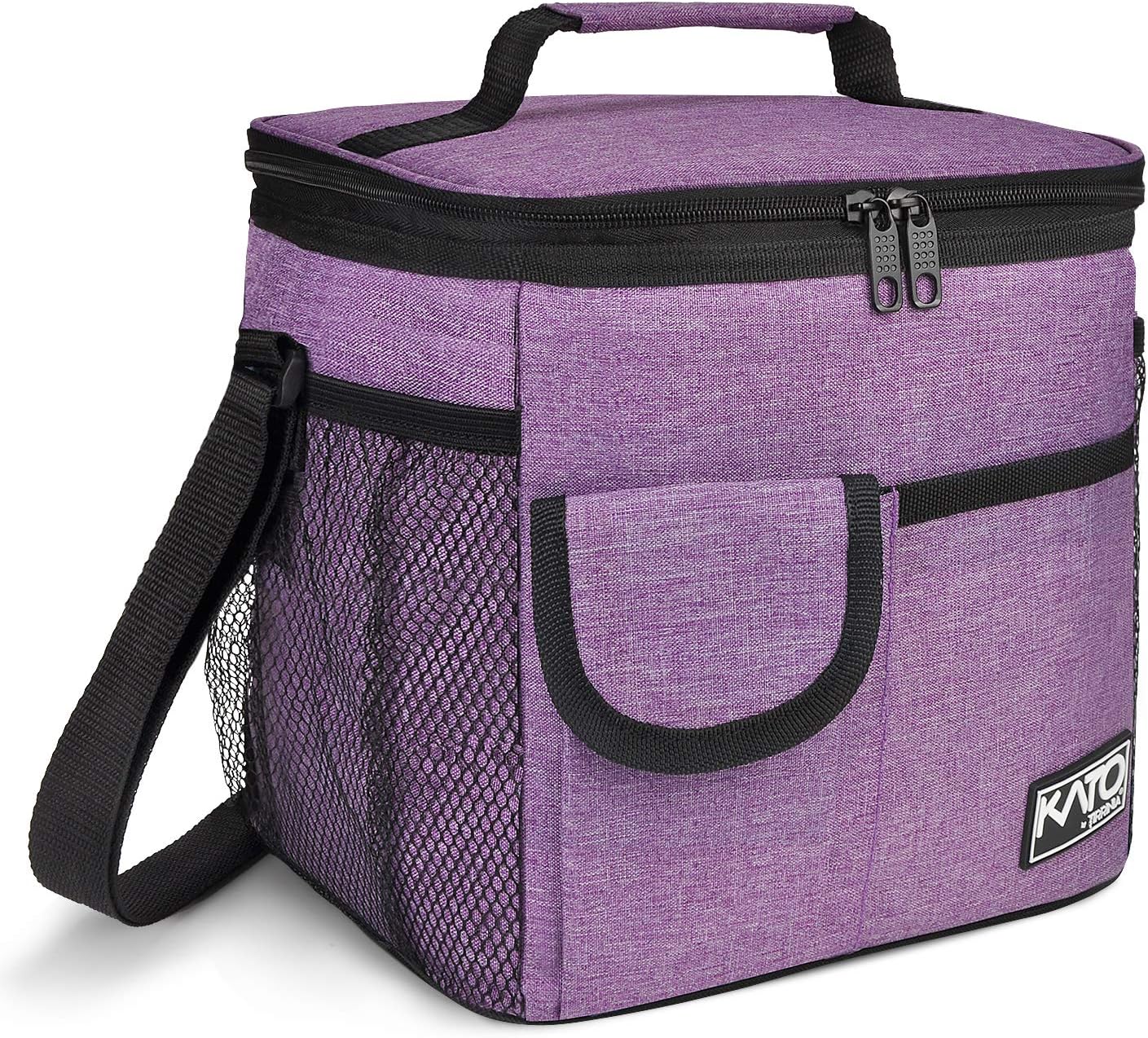 Large Insulated Lunch Bag for Women Men, 10L Leakproof Thermal Reusable Lunch Box for Adult, Tall Meal Prep Lunch Cooler Tote with 4 Pockets for Office Work by Tirrinia, Purple