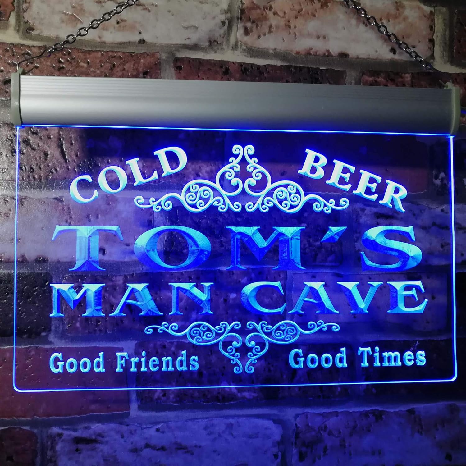 ADVPRO Tom's Man Cave Beer Ale Bar Custom Personalized Name Neon Sign Blue 16" x 12" st4s43-x0154-tm-b