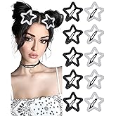 10 PCS Sequins Star Hair Clips Cute Non-Slip Star Hair Barrettes Y2k Hair Clips for Girls and Women(Black+Silver)
