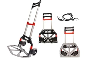HBFBDRCT Folding Hand Truck with 2 Silent TPR Wheels, 165lbs Capacity Lightweight Portable Dolly Cart for Home, Office, Travel, Heavy Duty Utility Cart