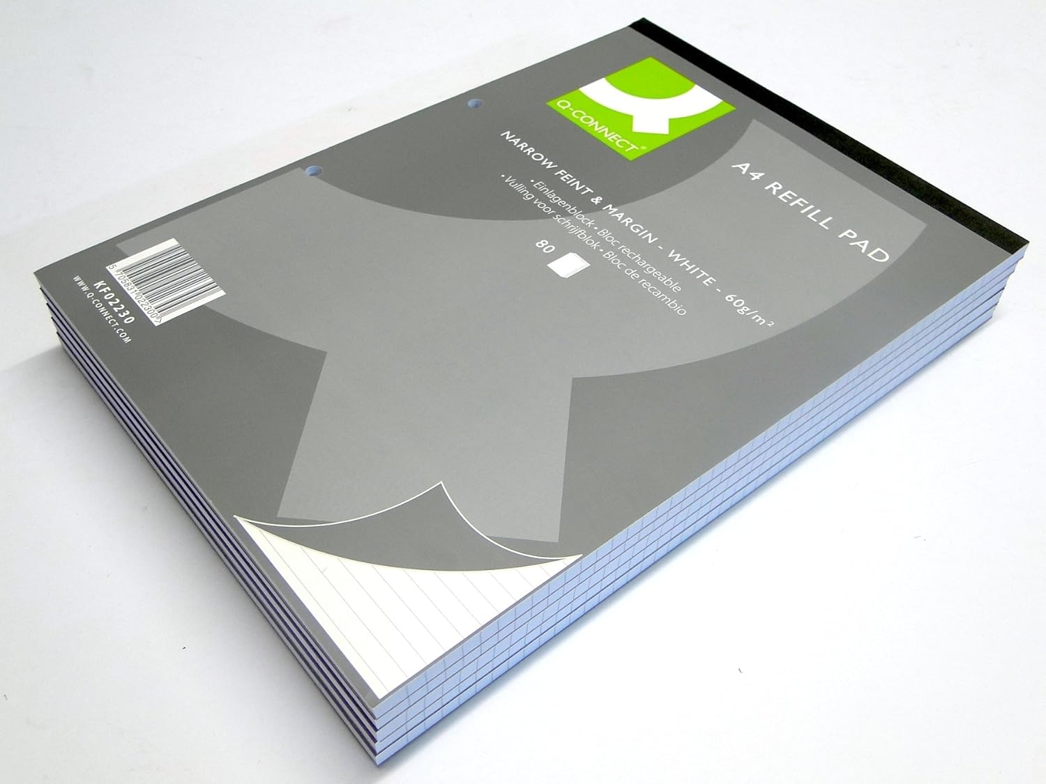 A4 Paper Pad Refill Narrow Feint & Margin 80 Sheets Punched Holes (Pack