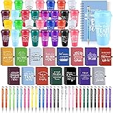 Teenyyou 90 Pcs Employee Appreciation Gift Set, 16oz Tumbler with Lid Notebook Pen Bulk Thank You Gift Holiday Party Favor for Office Coworker Teacher Staff Team (Multi Color,Elegant Style)