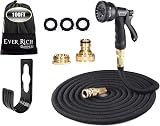 Ever Rich Black 100FT Expandable Magic Hose with Brass Fittings & Nozzle view 1