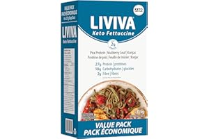 LIVIVA Low Carb High Protein KETO Value Pack Spaghetti Noodle Pasta 6 Pk – 135 g Protein per Box with Pea Protein & Konjac Flour - 8g Net Carbs, Diabetic-Friendly - Healthy Al Dente Pasta (6 Pack, Fettuccine Pasta)