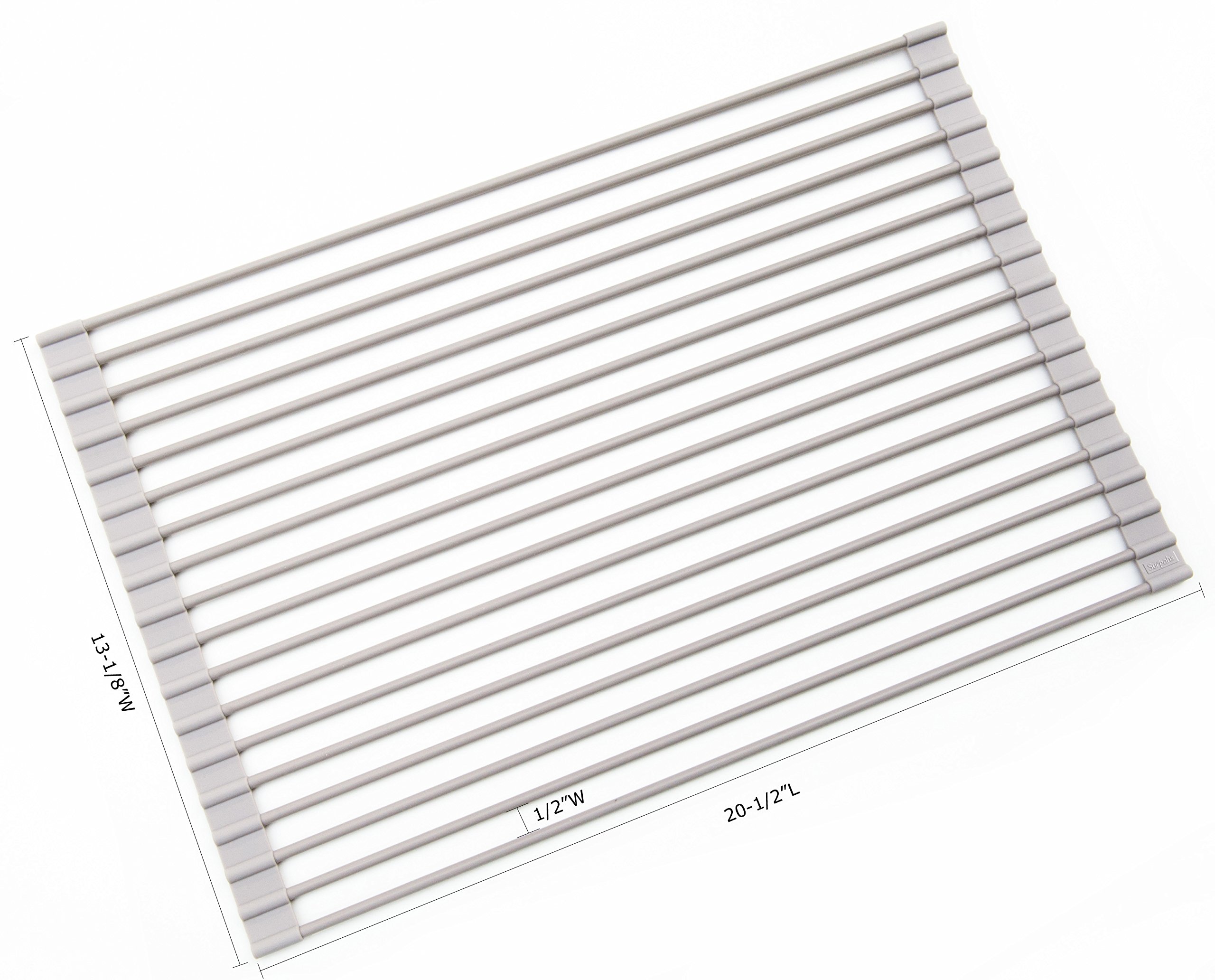 Surpahs Over the Sink Multipurpose RollUp Dish Drying Rack (Warm Gray
