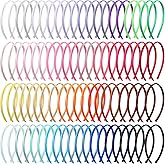 XunYee 100 Pieces Thin Satin Headbands for Women Girls 0.4 Inch DIY Satin Covered Headbands Bulk Colorful Ribbon Head Bands Plain Hairbands Narrow Hair Band(Multi Colors)