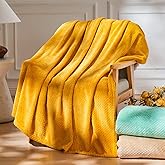 NEWCOSPLAY Super Soft Throw Blanket Mustard Yellow Premium Silky Flannel Fleece Leaves Pattern Lightweight Bed Blanket All Season Use (Mustard Yellow, Throw(50"x60"))