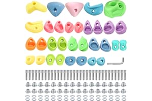 ZENFUN 32 Packs Rock Climbing Holds Multi Size and Color, Indoor & Outdoor Rock Wall Climbing Kit, Rock Wall Holds Multi-Colored Climbing Rock Wall Grips with Mounting Hardware