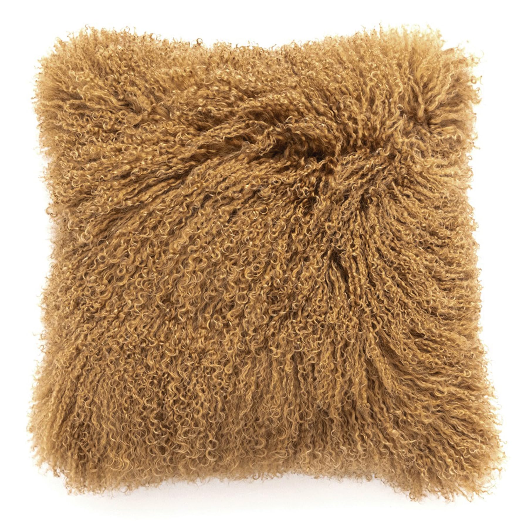 Photo 1 of yingda1992 Mongolian Lamb Fur Throw Pillow Cover Real Fur Sheepskin Throw Square Cushion Fluffy Curly Wool Soft for Living Rooms Khaki 20X20in