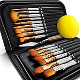 18 Pieces Premium Artist Paint Brush Set - Includes Palette Knife, Sponge, Organizing Case - 16 Painting Brushes for Kids, Adults & Professionals - Perfect for Watercolor, Oil, Acrylic Painting Art
