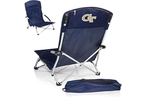 PICNIC TIME NCAA Tranquility Beach Chair with Carry Bag - Low Beach Chair for Adults - Low Lawn Chair