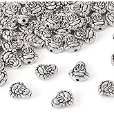 Craftdady 50Pcs Tibetan Antique Silver Metal Buddha Charm Spacer Beads 11x10.5mm for DIY Jewelry Craft Making with 1.5mm Hole